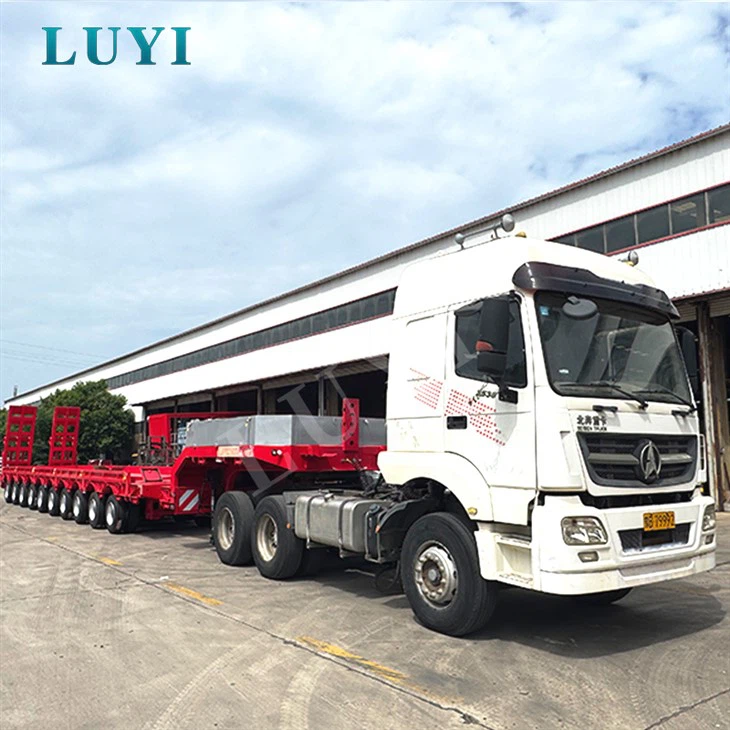 10-осный низкорамный прицеп с рампой