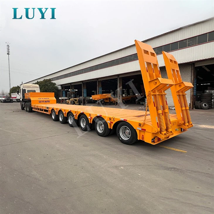 Прочный 6-осный прицеп с выдвижной низкой платформой